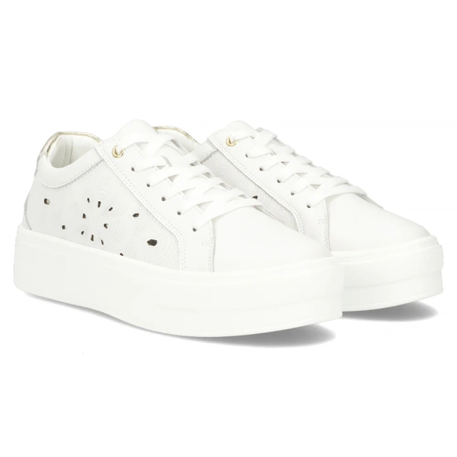 Skórzane półbuty na platformie Filippo DP6015/24 WH białe