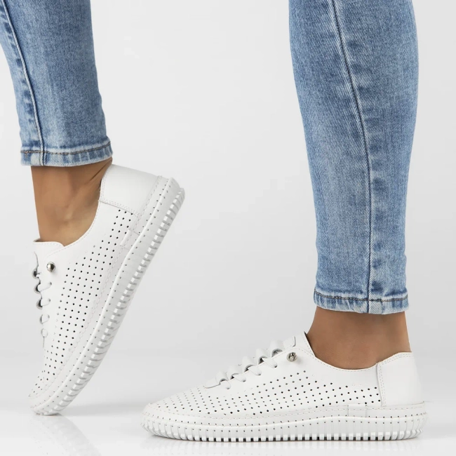 Skórzane półbuty Filippo DP6837/25 WH białe