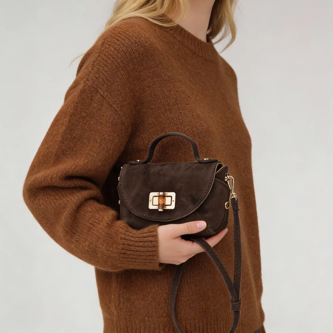 Brown leather handbag Toscanio G66