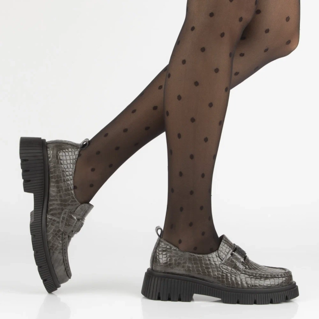 Skórzane półbuty Filippo DP7172/25 GR szare