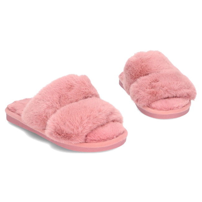 Pink fur slippers YL-60