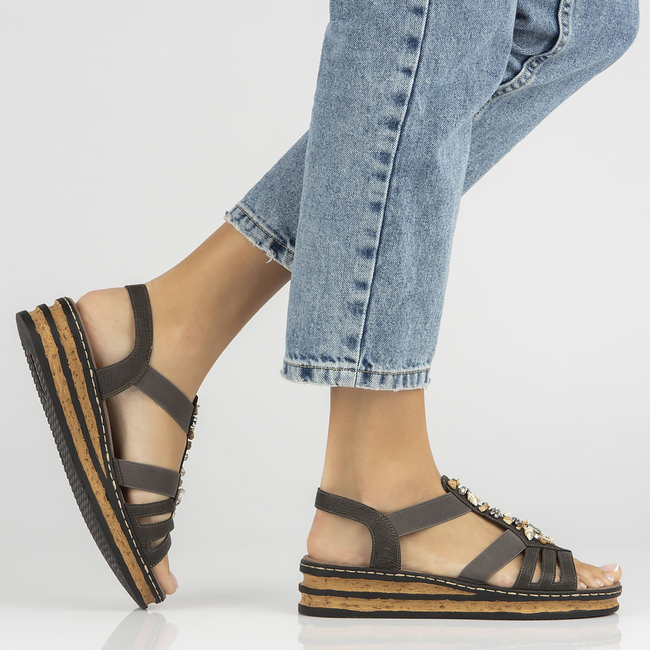 Sandały Rieker 62949-45 szare