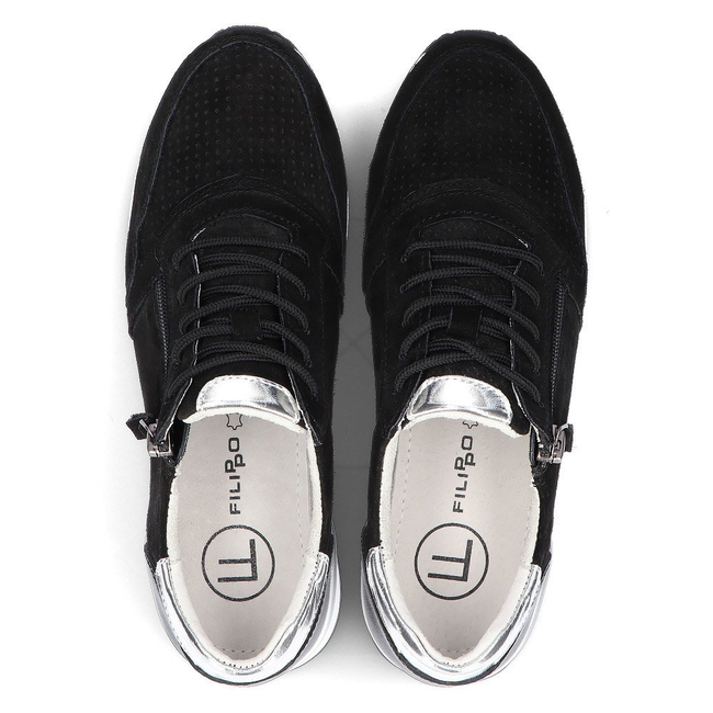 Skórzane Sneakersy Filippo DP2049/21 BK czarne