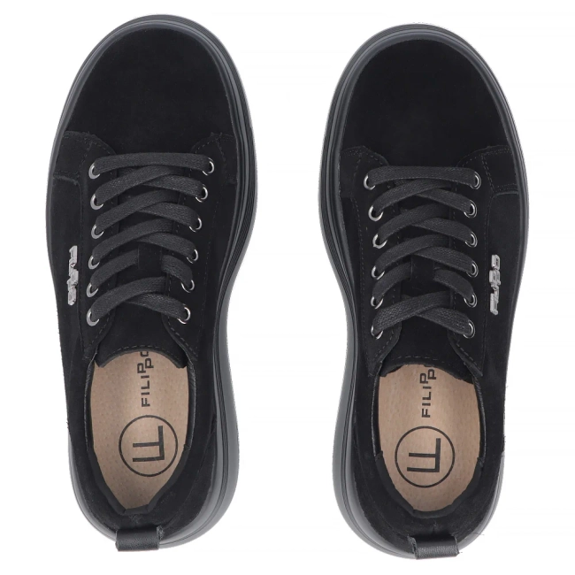 Skórzane sneakersy Filippo DP8114/26 BK czarne