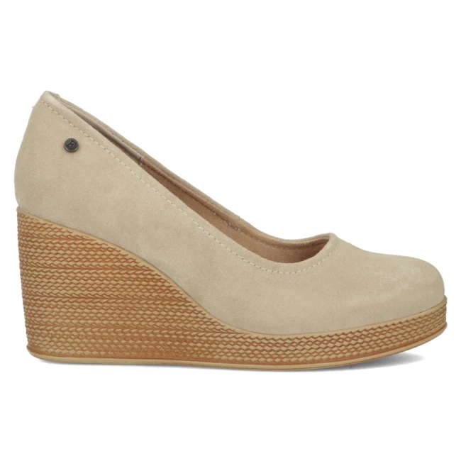 Skórzane półbuty na koturnie Filippo DP3521/24 BE SU beżowe