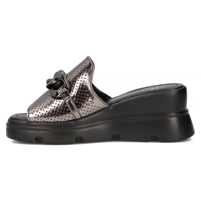 Skórzane klapki Filippo DK6144/24 GN Gun metal