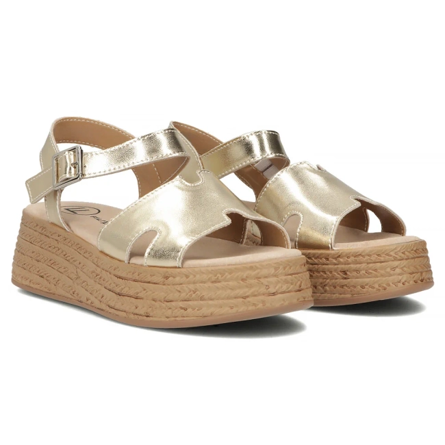 Skórzane sandały na platformie Filippo DS7024/25 GO złote