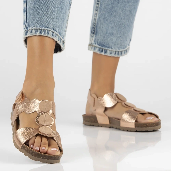 Leather sandals Yokono VILLA-088 PER SALMON/PARDO pink