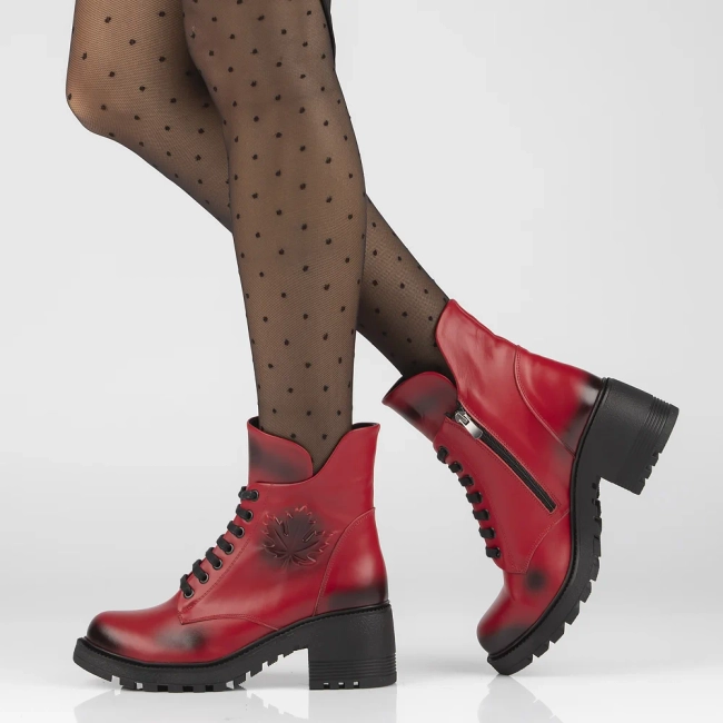 Leather ankle boots Artiker 53C1123 red