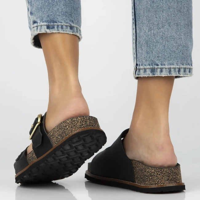 Leather flip-flops Yokono OCA-252 OPAK NEGRO black