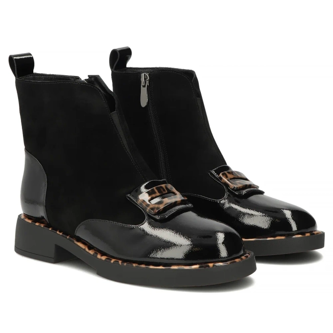 Skórzane botki Filippo DBT8134/26 BK czarny