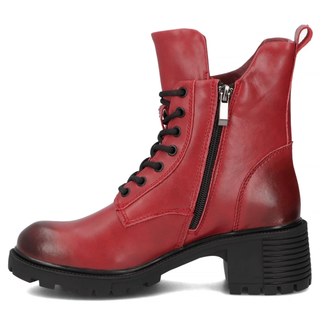 Skórzane botki na obcasie Filippo DBT6501/26 RD czerwone