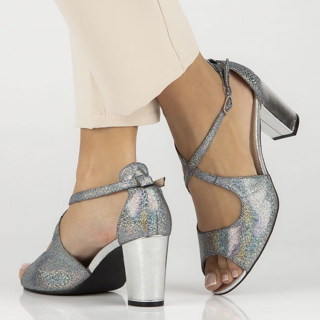 Sandały na słupku Filippo DS4632/23 SI srebrne