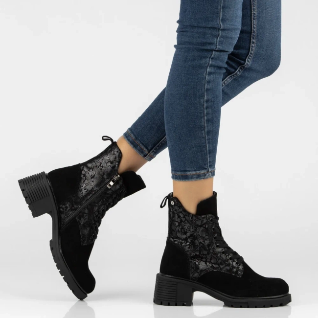 Leather heeled ankle boots Filippo DBT8021/26 BK GR black