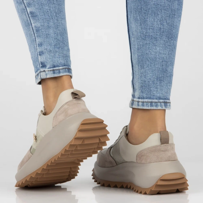 Skórzane sneakersy Filippo DP6773/25 BE GE beżowe