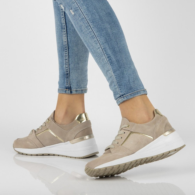 Skórzane sneakersy Filippo DP2003/21 BE beżowe