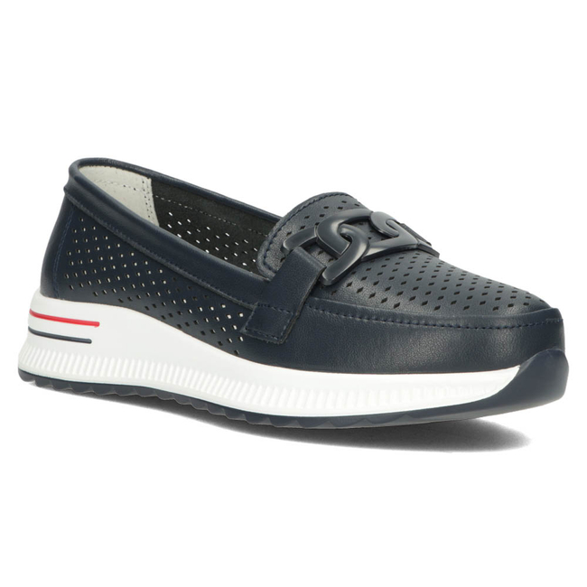 Skórzane półbuty na platformie Filippo DP4400/23 NV granatowe