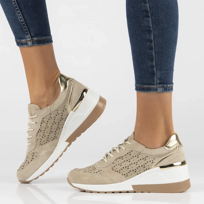 Skórzane sneakersy Filippo DP4669/24 BE beżowe