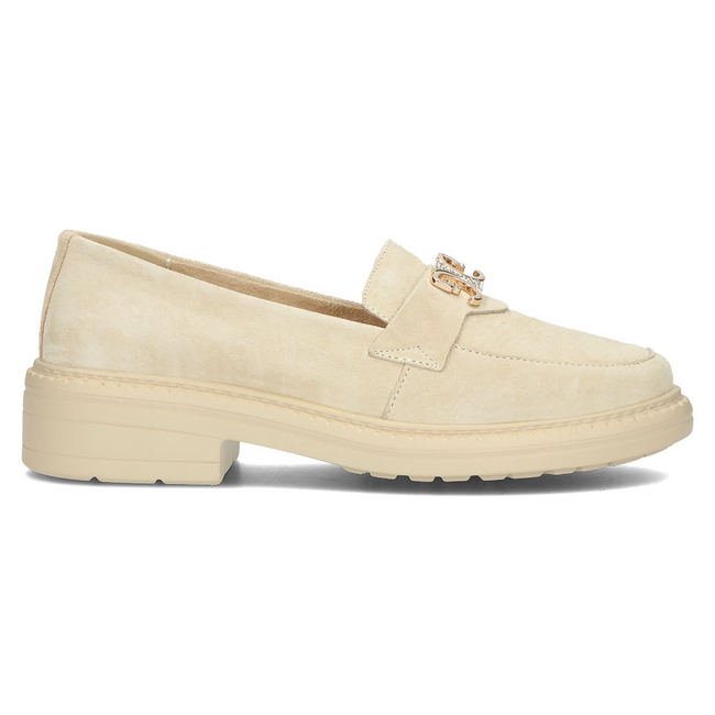 Skórzane półbuty na obcasie Filippo DP4523/23 BE GO beżowe