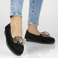 Skórzane mokasyny Filippo DP4549/23 BK czarne