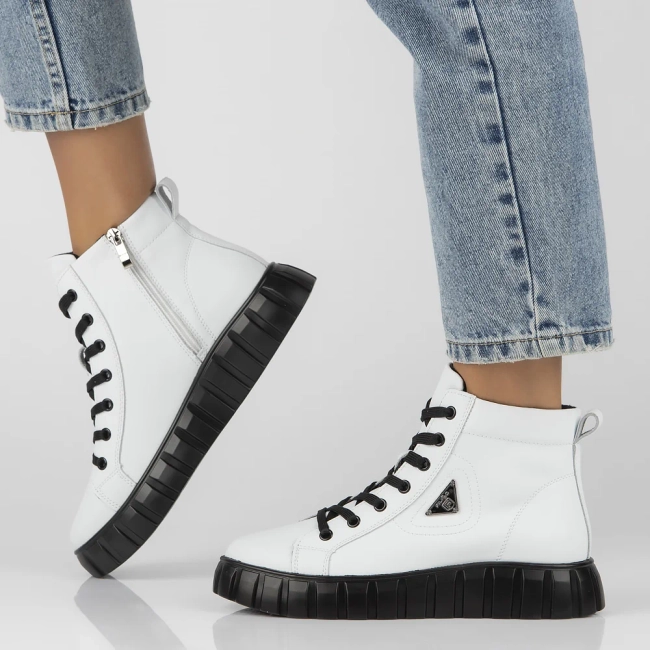 Skórzane trzewiki Filippo DBT4146/25 WH białe