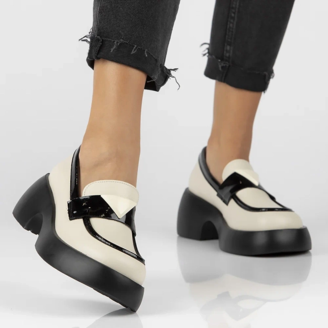 Leather shoes Filippo DP6477/24 BE BK beige-black