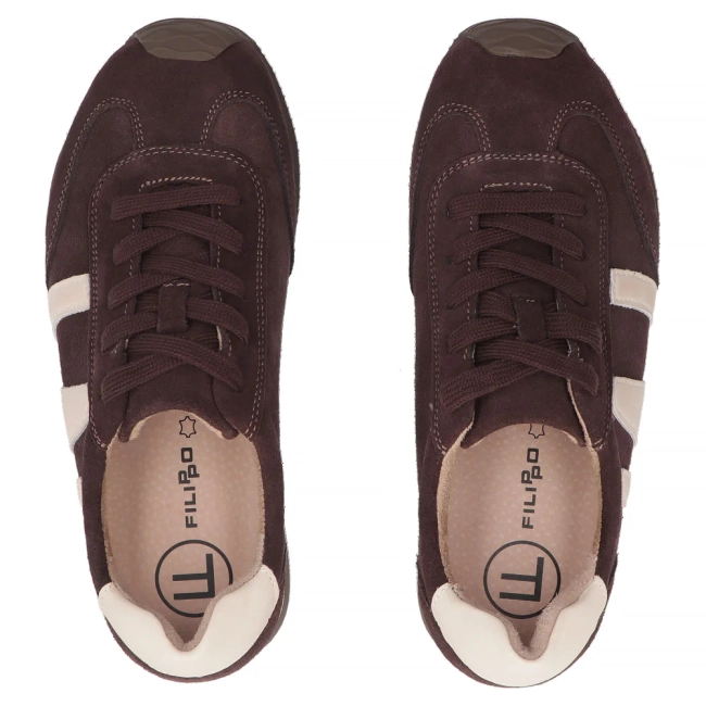Skórzane sneakersy Filippo DP7963/26 D BR brązowe