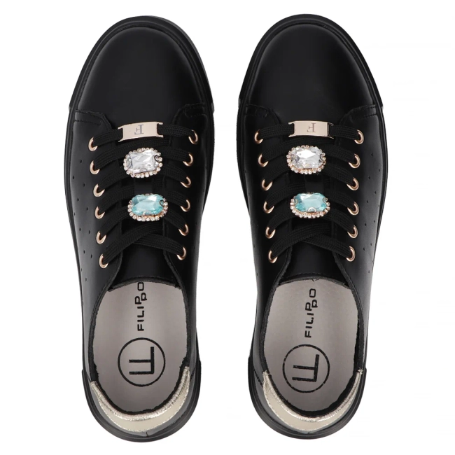 Leather sneakers Filippo DP6854/25 BK black