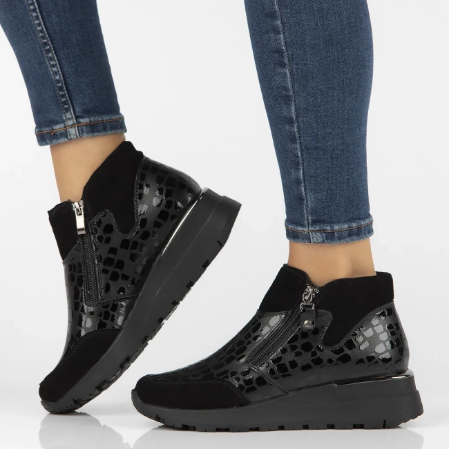 Leather ankle boots DBT6348/24 BK PT black