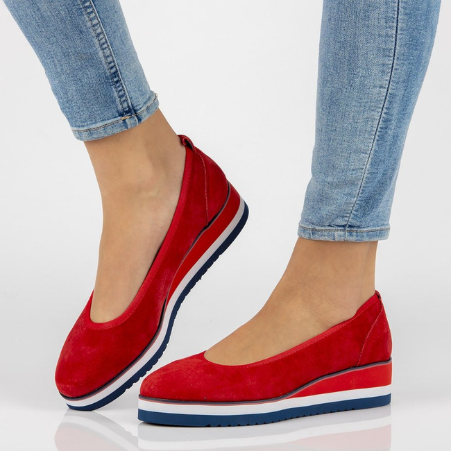 Skórzane baleriny Filippo DP2323/21 RD czerwone