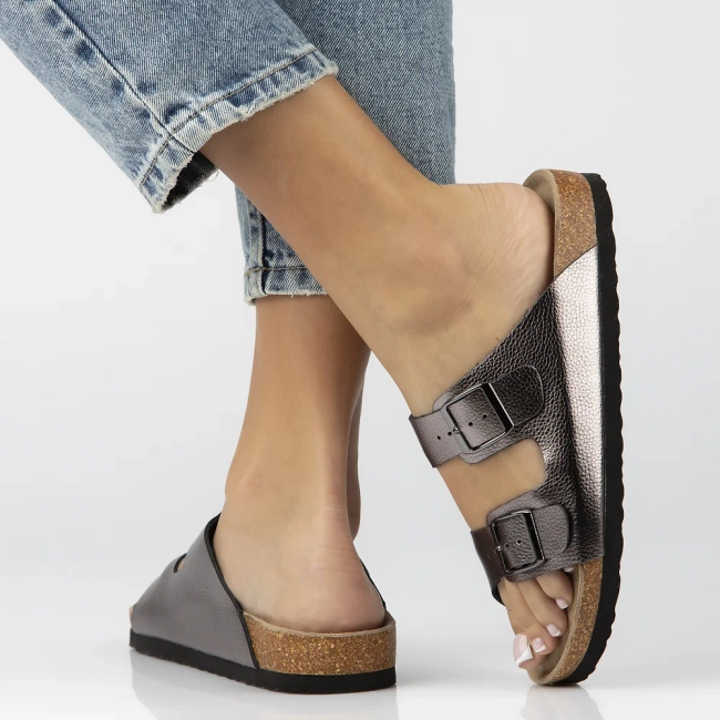 Leather flip-flops Filippo DK7062/25 GN gun metal