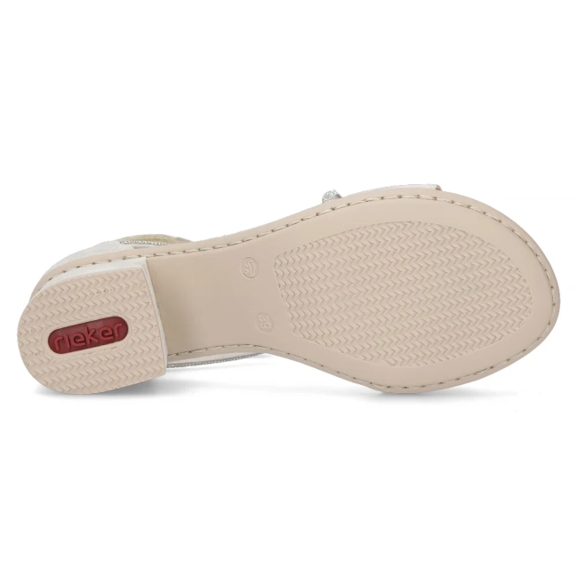 Sandały na obcasie Rieker 64654-40 srebrne