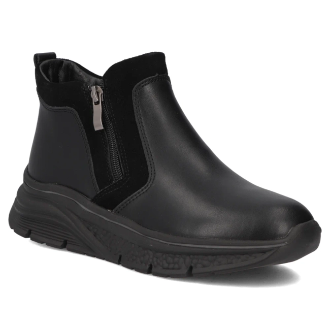 Skórzane botki na platformie Filippo DBT7292/25 BK czarne