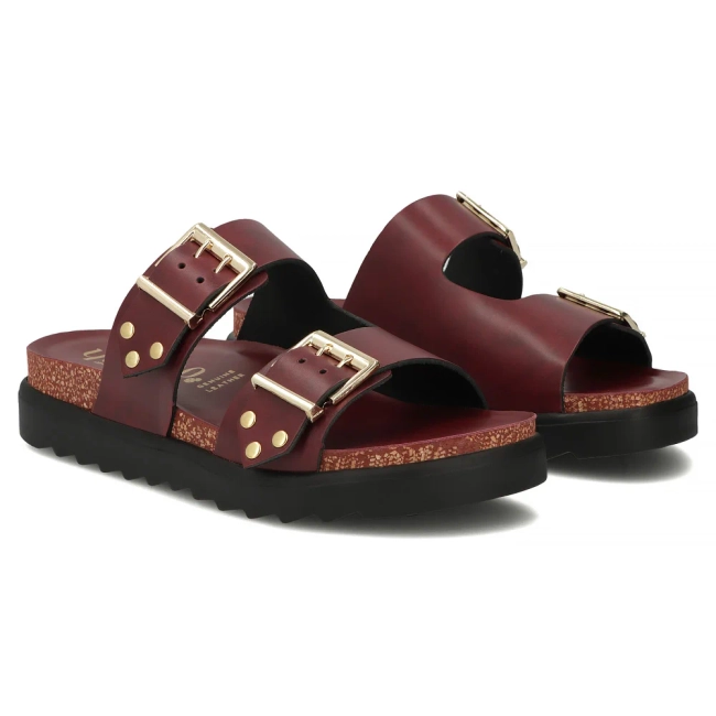 Leather flip-flops Yokono TUNEZ-262 ALASKA BURDEOS burgundy