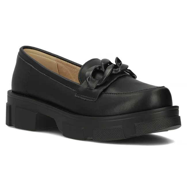 Skórzane półbuty na platformie Filippo DP3221/24 BK BK czarne