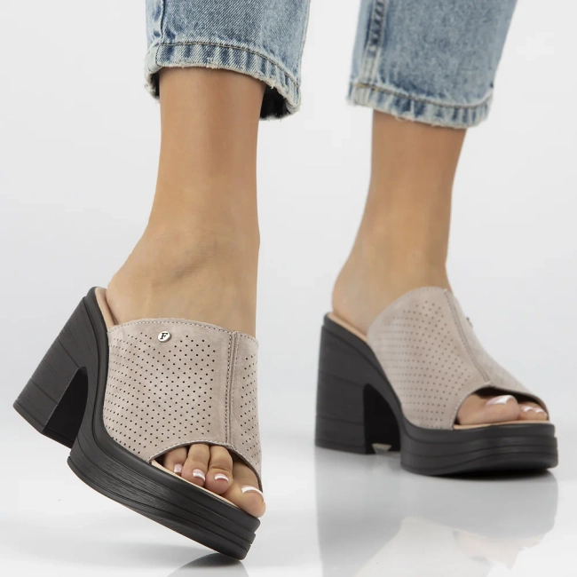 Leather slippers Filippo DK6814/25 BE beige