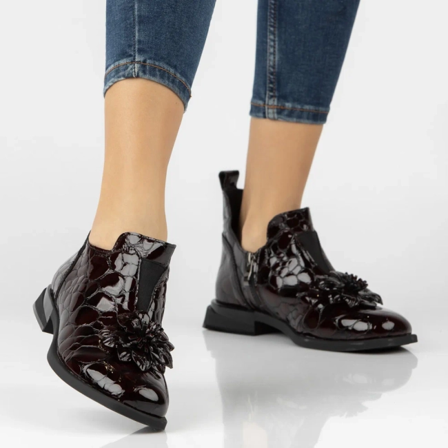 Leather ankle boots Filippo DBT7994/26 BG burgundy