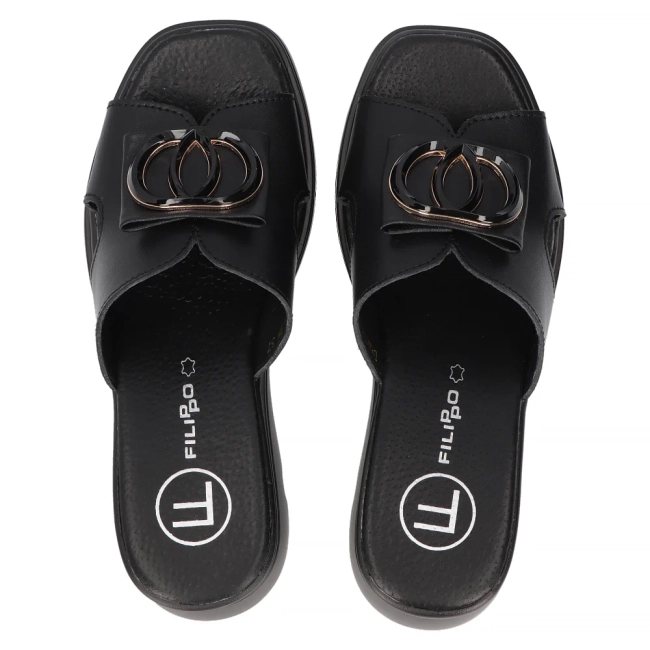 Leather flip-flops Filippo DK6078/24 BK black