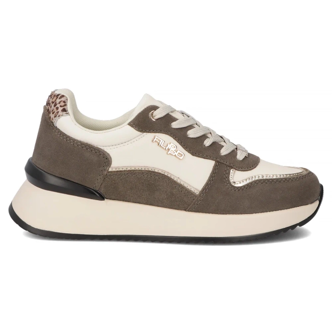 Skórzane sneakersy Filippo DP7103/25 WH BR biało brązowe