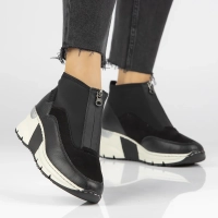 Skórzane sneakersy Rieker N6352-01 czarne