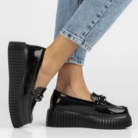 Skórzane półbuty na platformie Filippo DP4450/23 BK L  czarne