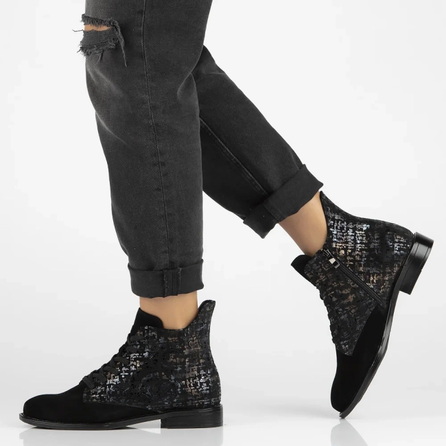 Leather ankle boots DBT6335/24 BK MLT black