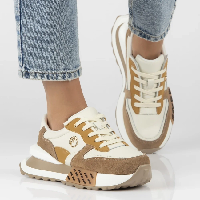 Skórzane sneakersy Filippo DP6447/24 BE beżowe