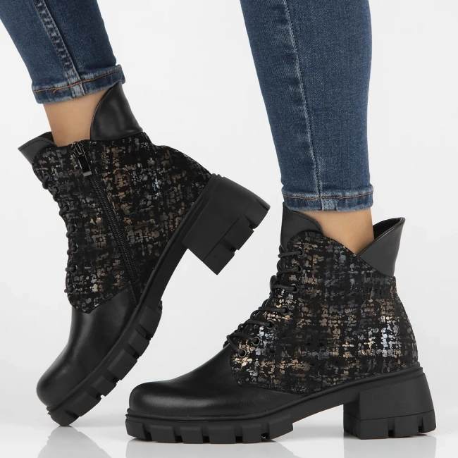 Leather ankle boots Filippo DBT6356/24 BK MLT black