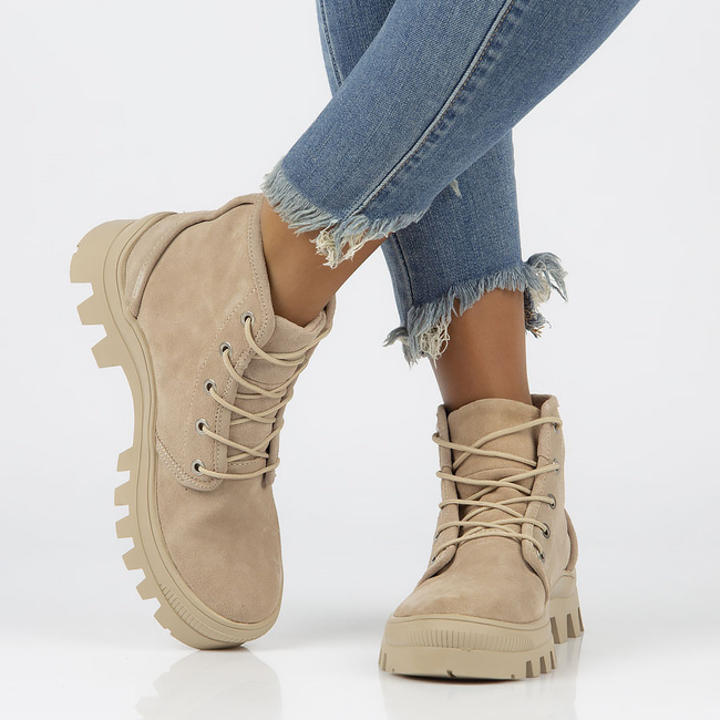 Skórzane trzewiki Filippo DBT3523/22 BE beżowe