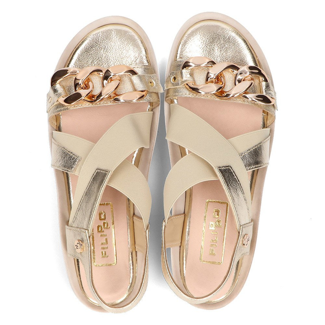 Leather sandals Filippo 109 beige-gold
