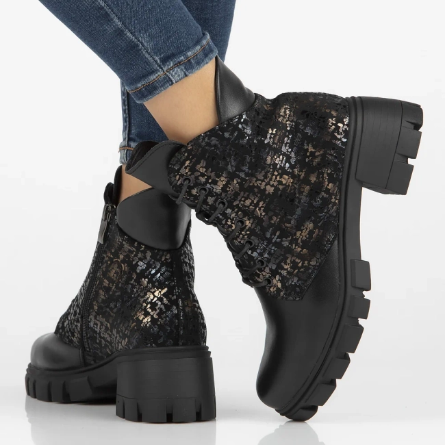 Leather ankle boots Filippo DBT6356/24 BK MLT black