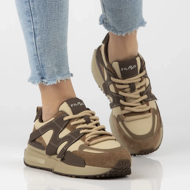 Leather sneakers Filippo DP6970/25 BE brown