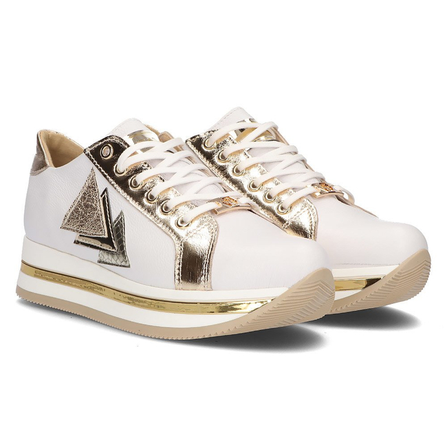 Leather sneakers Filippo 096 white and gold