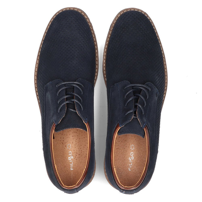 Leather shoes Filippo MP2399/21 NV navy blue